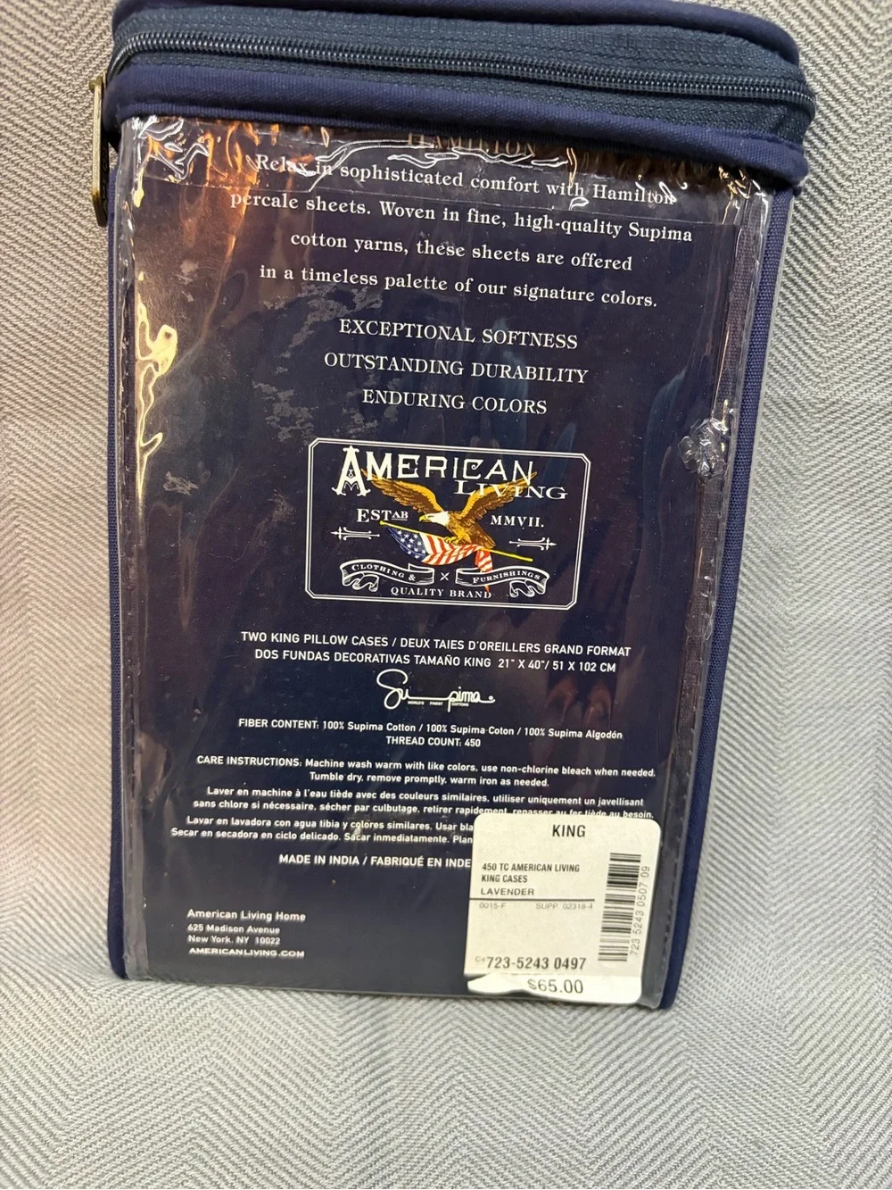 NWT American living 2 king pillowcases lavender. Supima cotton 450 thread count.